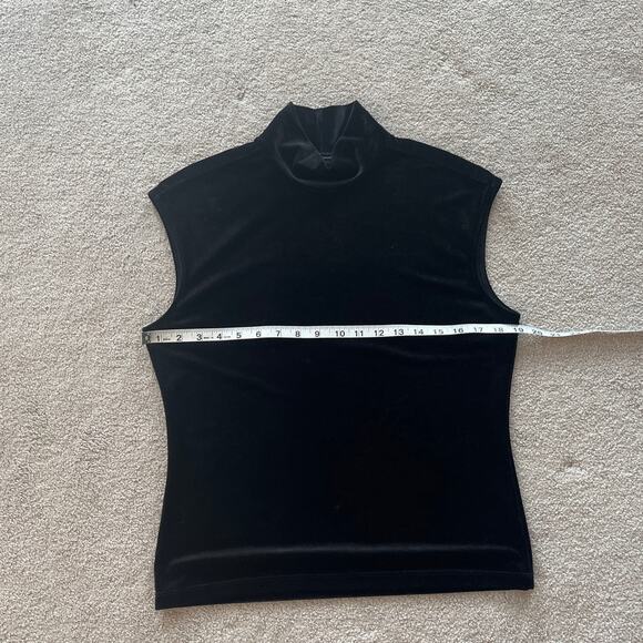 Vintage 90s The Limited Black Velvet Mock Neck Sleeveless Blouse Size Large - Picture 5 of 6